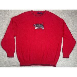 Pinnacle Embroidered Crew Neck Vtg Long Sleeve Golf Sweater Made In USA Size XXL
